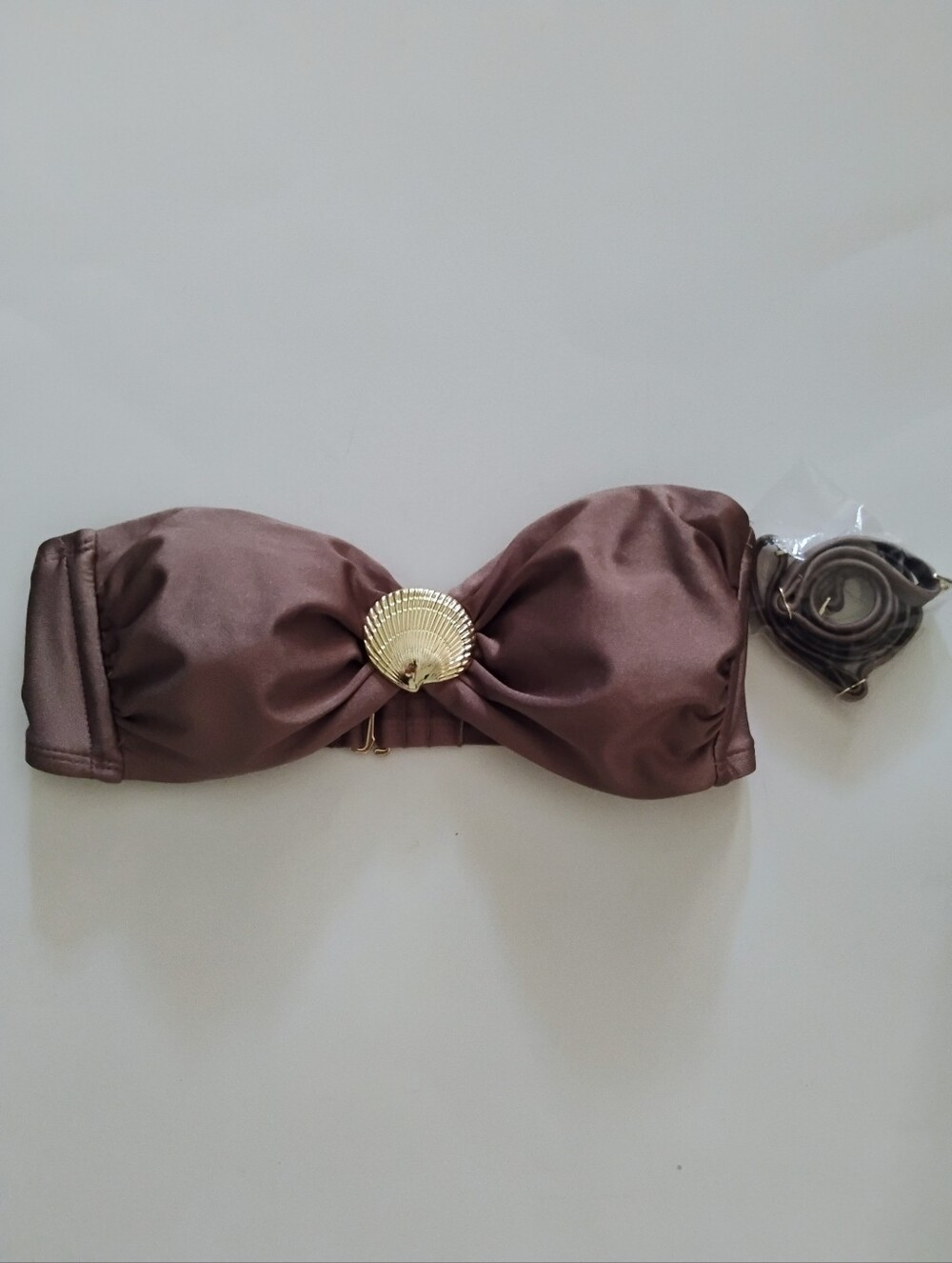 Shade & Shore Bandeau Bikini Top Brown XS